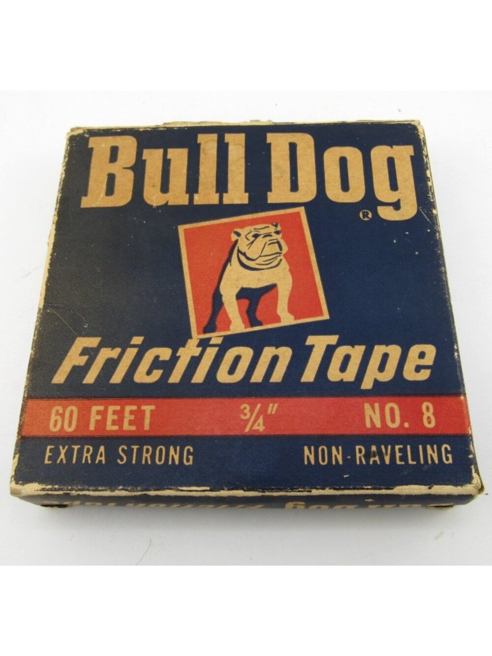VINTAGE FRICTION RUBBER BULL DOG TAPE AMERICN W / BOX SIGN ADVERTIZING